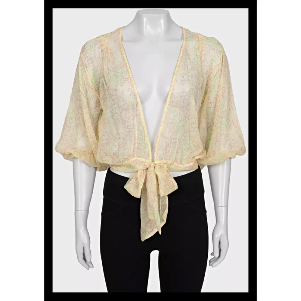 NWT Chanel Sheer Tie-Front Top - Yellow